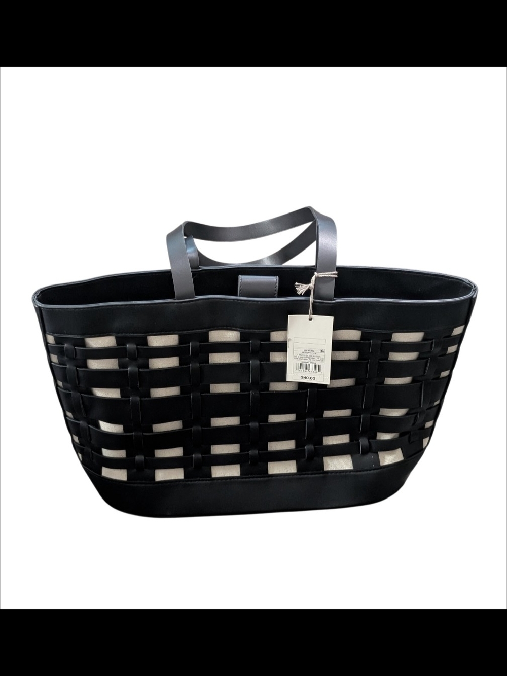 A New Day Black Woven-Overlay Tote Bag MSRP $40 - Picture 3 of 8